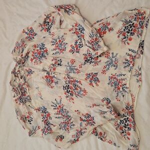 Lucky Brand Floral Boho Peasant Blouse Tie Neck Long Sleeve Women’s XL
